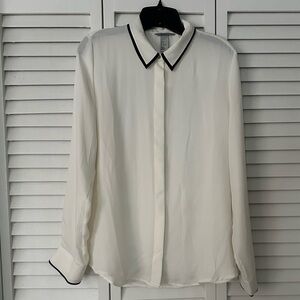 H&M White Collared Shirt With Black Trim